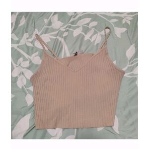 Divided Beige Ribbed Camisole